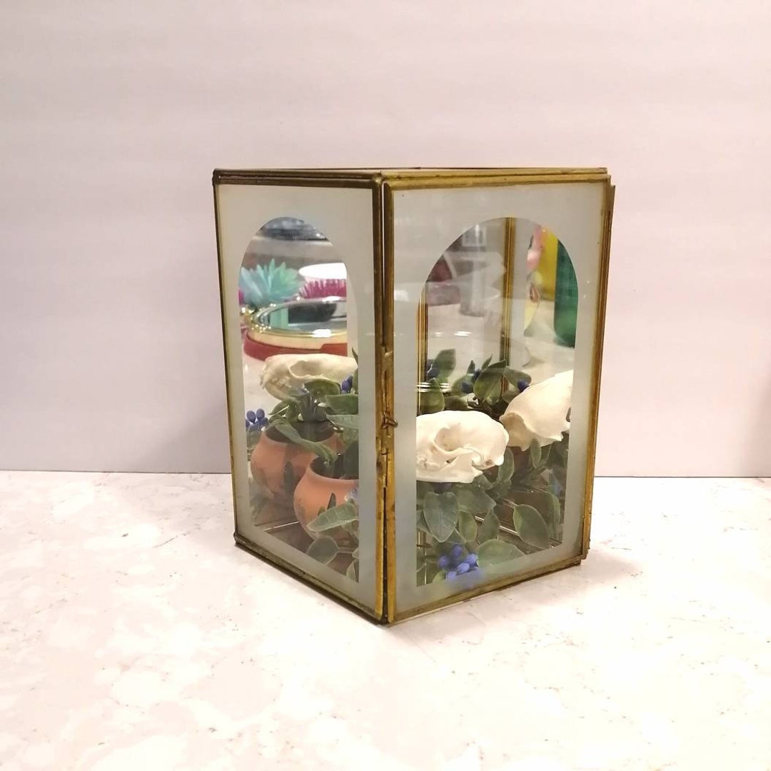 Vintage Brass and Glass Curio Display Box Etsy