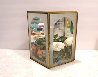 Vintage brass and glass curio cabinet display box