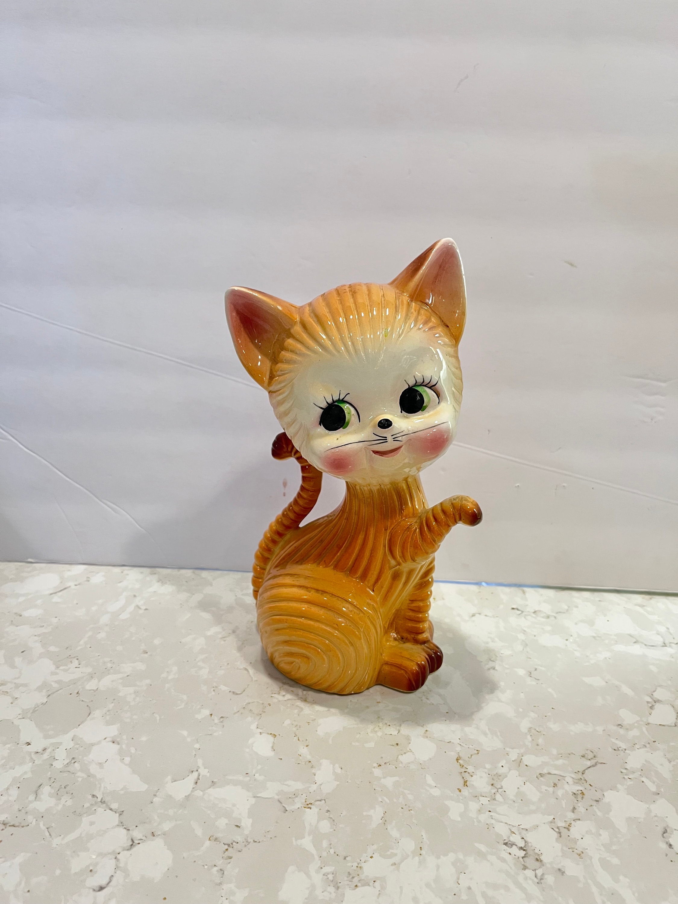 その他 SET OF VINTAGE CERAMIC BIG EYE KITTY CAT Ceramic Cat Blue Glasses Kitschy Big Eye Ceramic Cat Cat