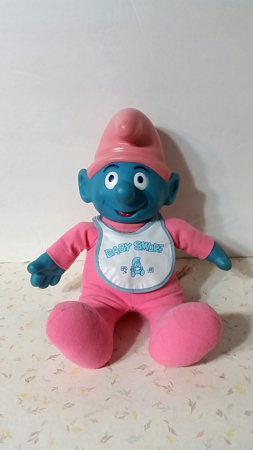 1983 80's vintage peluche bébé Schtroumpf smurfs baby plush rare