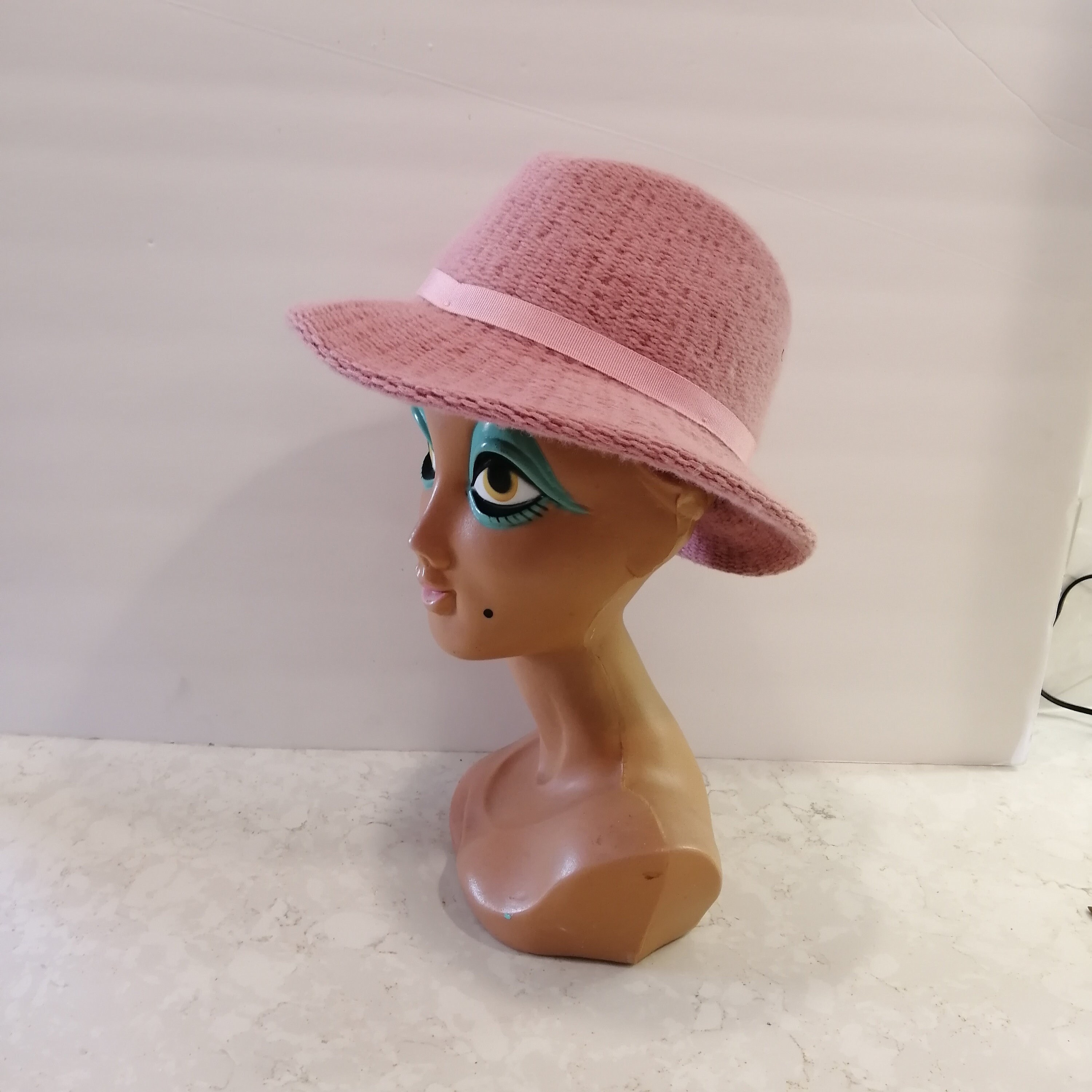 Ladies Pink Angora and Wool Fedora Made in Italy True 