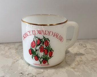 Vintage Prince Edward Island Mug Federal Glass Mug Milk Glass