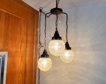 Triple Swag Lamp Hollywood Regency mid century Modern Swag Lamp vintage