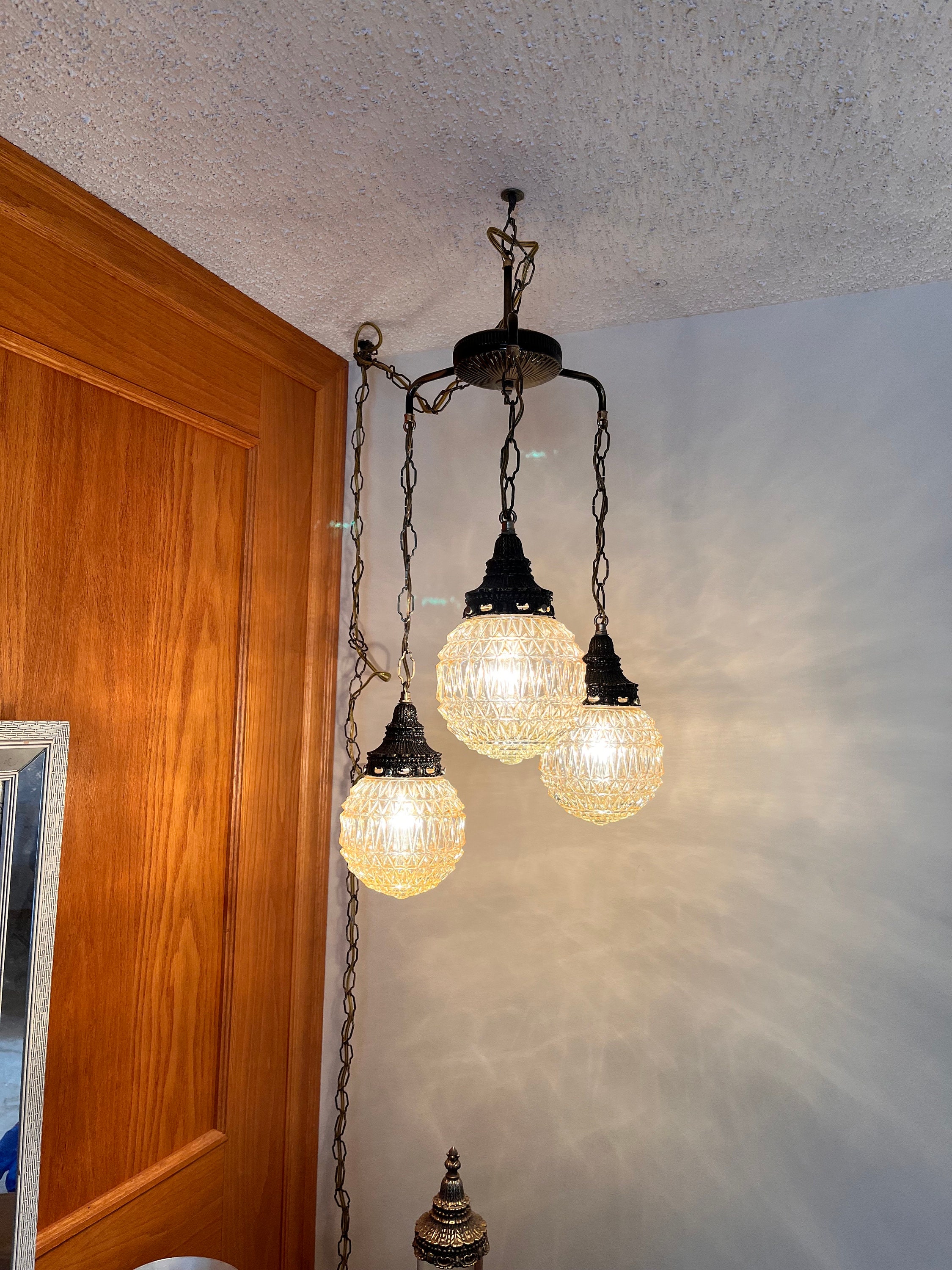 Triple Swag Lamp Hollywood Regency Mid Century Modern Swag