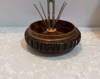 Vintage Wooden Nut Bowl / Wooden Bark Nut Bowl Cottage Chic Vintage Wooden Nut Bowl / Mid Century