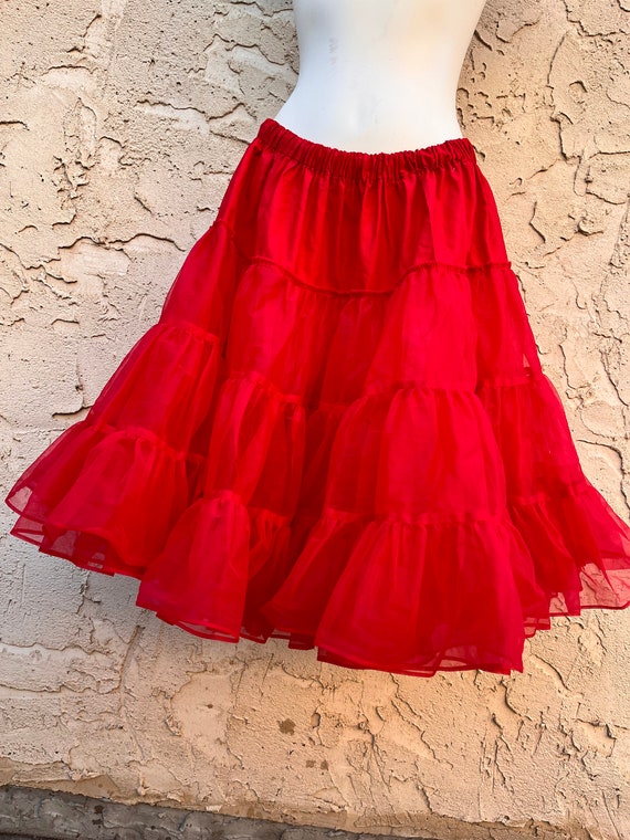 Vintage Blood Red Petticoat Crinoline Small to La… - image 2