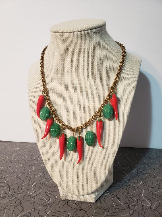 Vintage Glass Fruit Necklace 1940s Vintage Fruit … - image 6