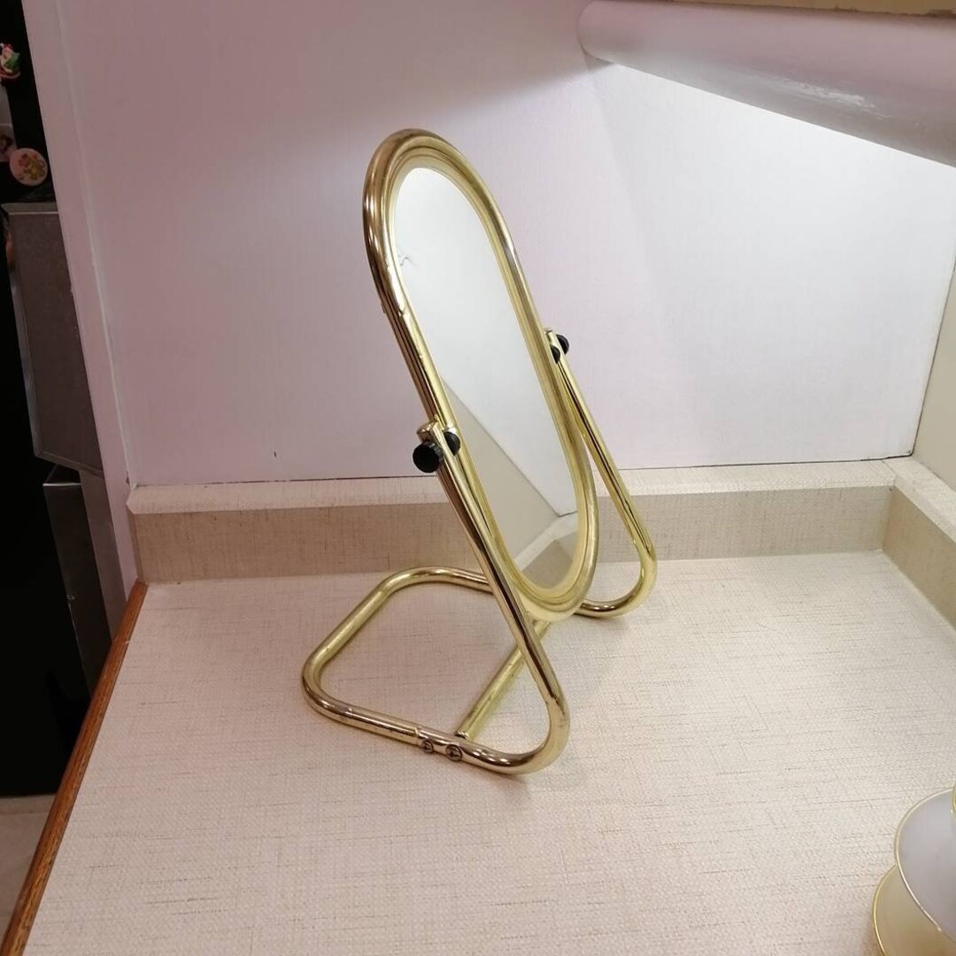 Vintage Brass Vanity Mirror 1980s Makeup Mirror Etsy