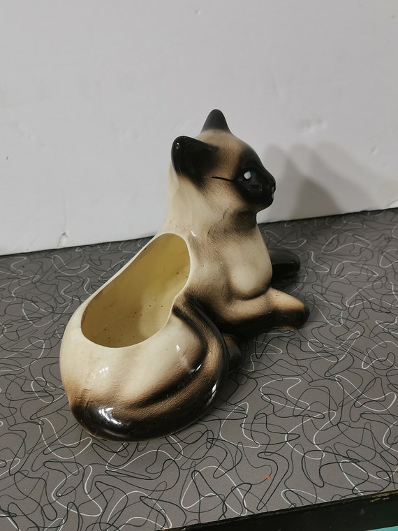 Siamois Cat Planter Kitty Chat Siamois Chat Etsy Canada