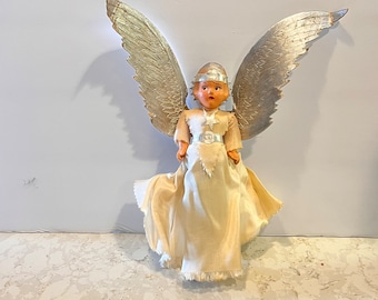 Vintage JOY Angel Christmas Bell Ornament 1940 1950 MCM Angel
