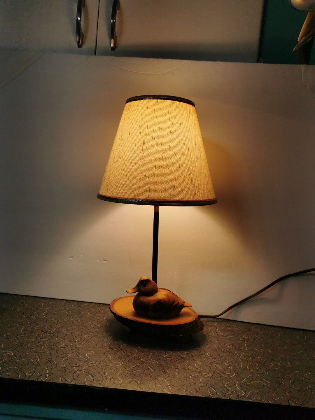 Vintage Carved Wood Duck Lamp Adorable Perfect Man Cave Gift Etsy