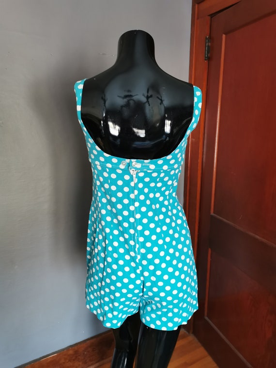 Vintage 1960's ladies swimsuit polka dot playsuit… - image 2