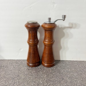 Mid Century Modern Wooden Salt and Pepper Mill Grinder Set Modern Teak