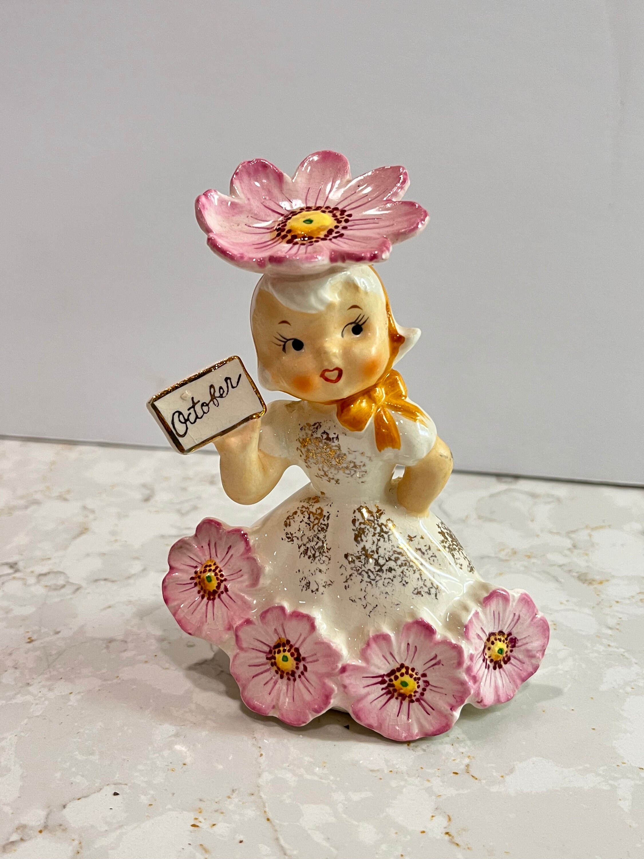 Vintage Napco Japan Flower Girl of the Month October Cosmos - Etsy