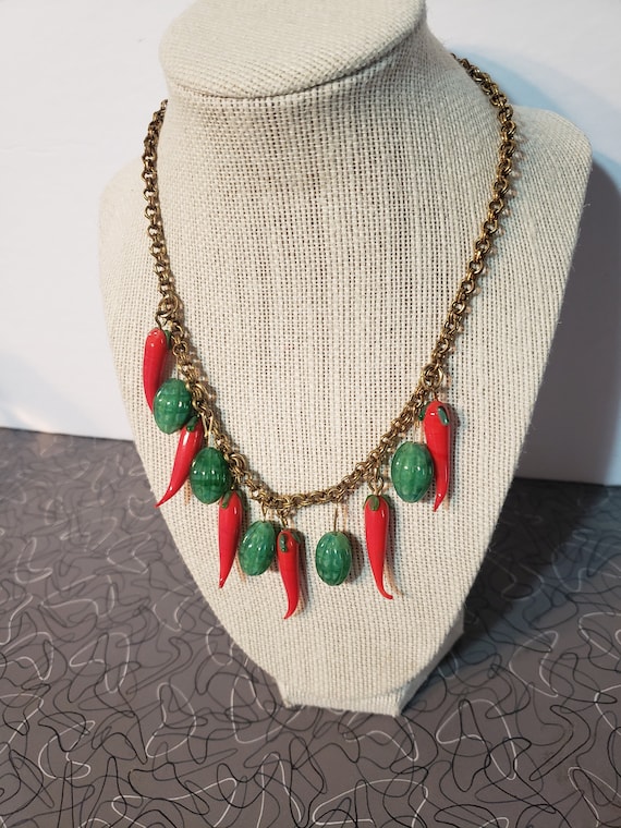 Vintage Glass Fruit Necklace 1940s Vintage Fruit … - image 2