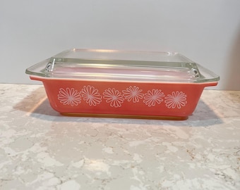 ヴィンテージ パイレックス ピンク デイジー 2 QT キャセロール 550-C