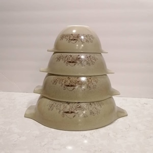 Vintage Pyrex Forest Fancies Mushroom Mixing Bowls Cinderella