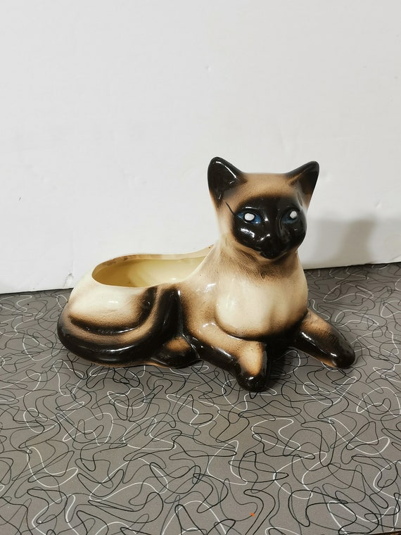 Siamois Cat Planter Kitty Chat Siamois Chat Etsy Canada