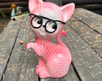 Ceramic Cat Huge Kitschy Big Eye Ceramic Cat Cat Japan Kitsch Cute