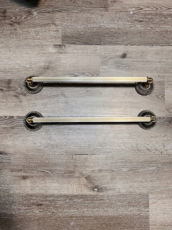 Vintage Sunburst Brass Towel Bar Set of Two -  Canada