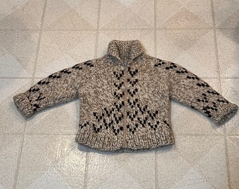 Vintage Wool Cowichan Sweater Childs Thick Wool Kids Size Cowichan