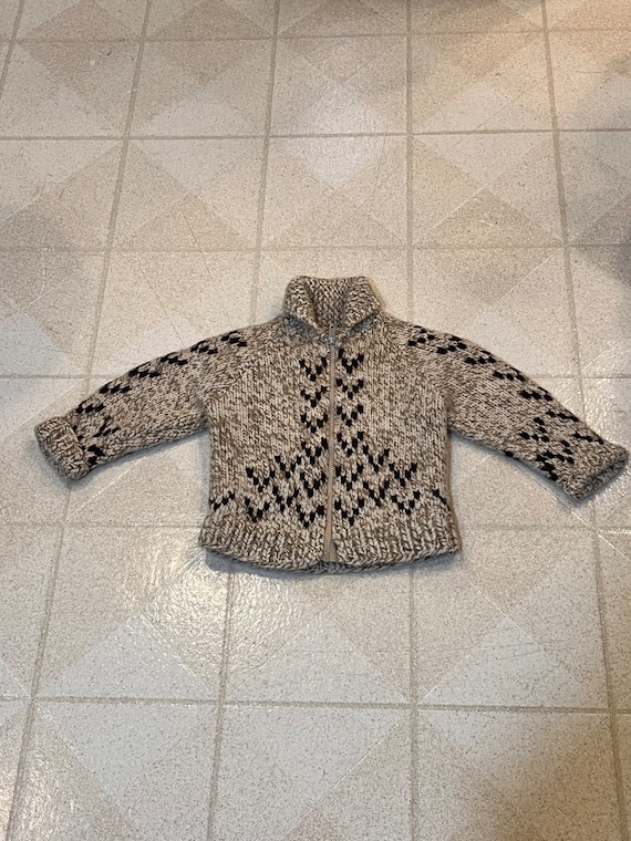 Vintage Wool Cowichan Sweater Childs Thick Wool K… - image 1