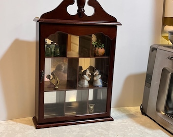 Vintage Wooden Curio Cabinet Wall Mount or free standing