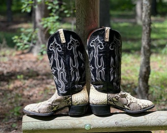ファッション Vintage Boots Cowboy - Boots Western Leather Black Hondo 靴