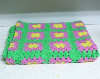 Bright Fun Vintage Granny Square Blanket