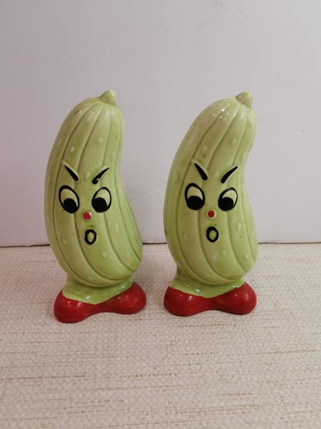 Anthropomorphic Pickle Cucumber Salt and Pepper Shakers Etsy