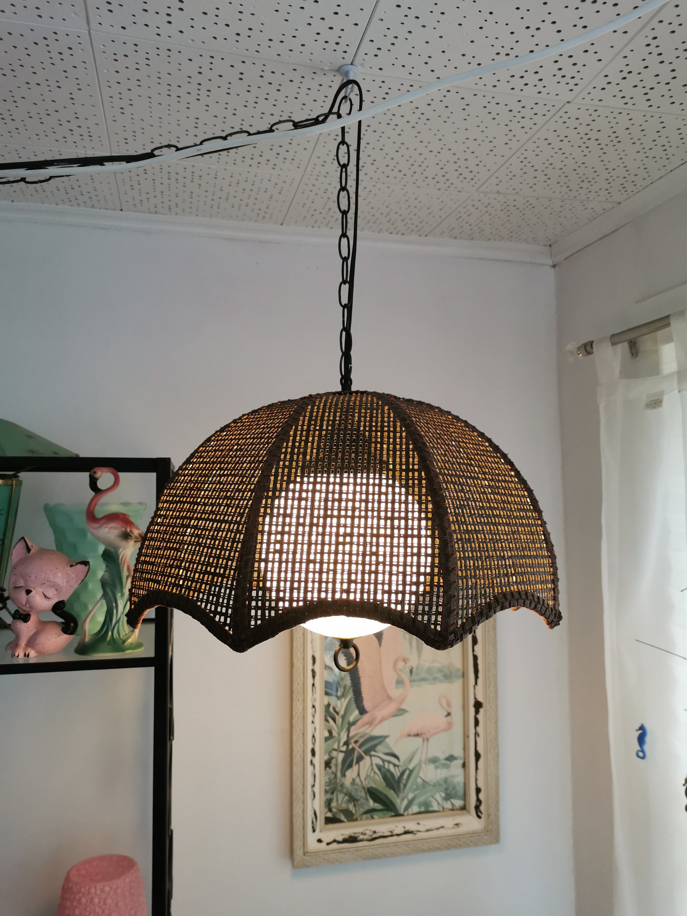 Rattan swag light deals