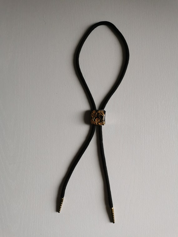 Vintage Miners Bolo Tie Lucite and Gold Flake Gol… - image 8