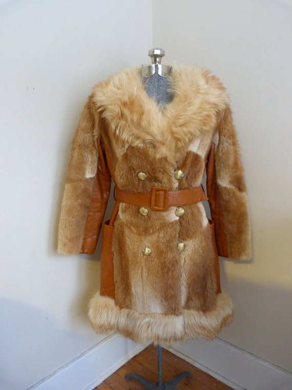 Vintage 1970's Fox Fur and Leather Coat Vintage Fu