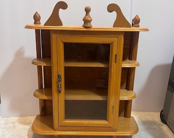 Vintage Wooden Curio Cabinet Wall Mount or free standing