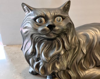 Gato de cerámica de tamaño natural Gato de cerámica alto Gato persa gigante Kitsch lindo Enorme