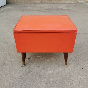 Mid Century Ottoman Sewing Storage Box 1950's Ottoman Foot Stool