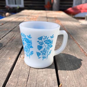Fire King Rare D Handle Mug Blue Flower