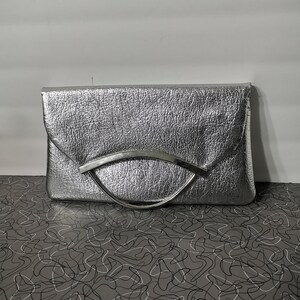 Leather Big Silver Clutch Bag Leather Clutch Cheap Silver Evening