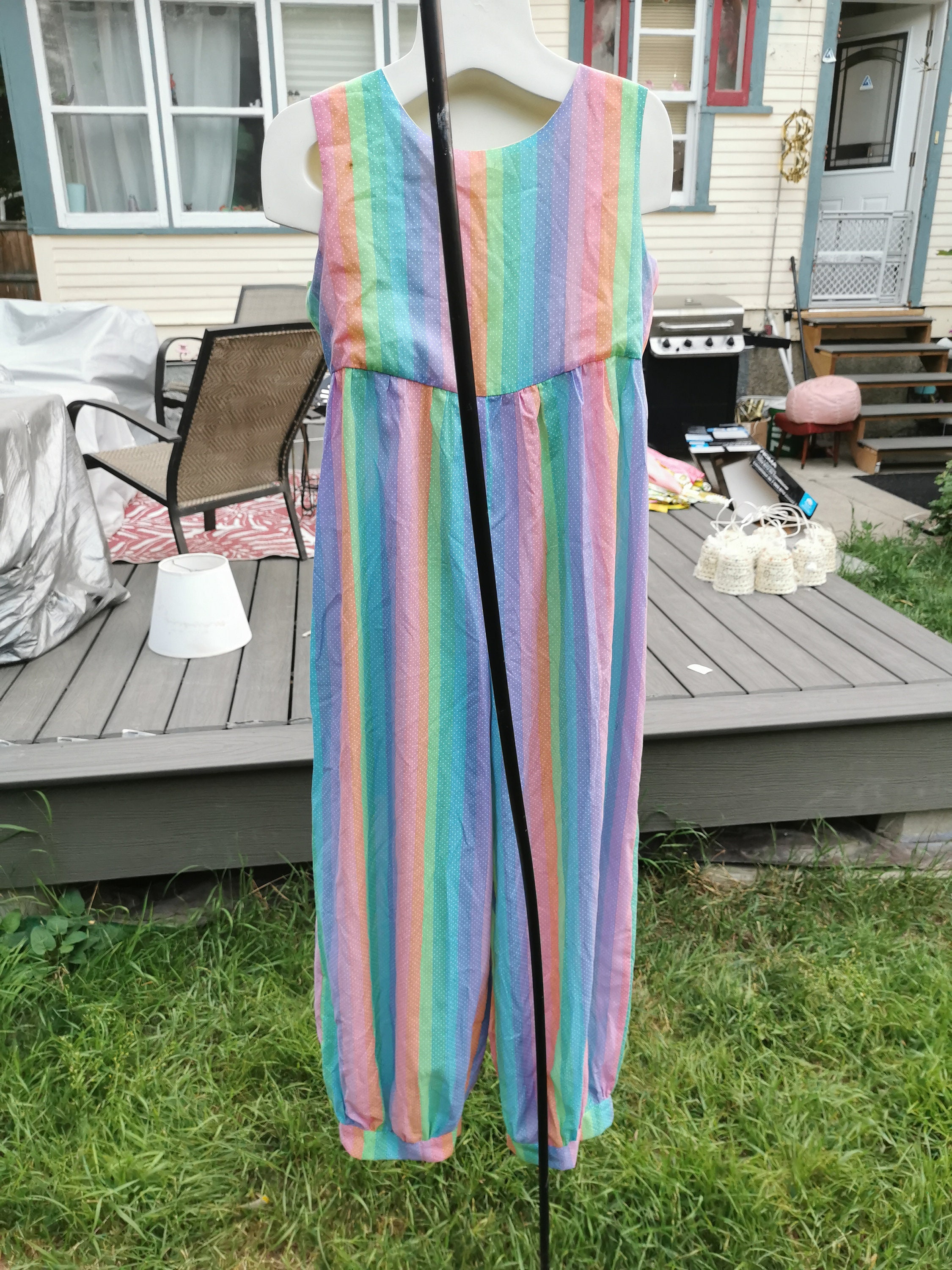 Vintage Pastel Rainbow Jumpsuit Pantsuit Tie Top True Vintage Etsy UK