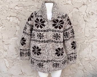 Custom Cowichan Sweater, Mary Maxim Buffalo Handmade Cardigan