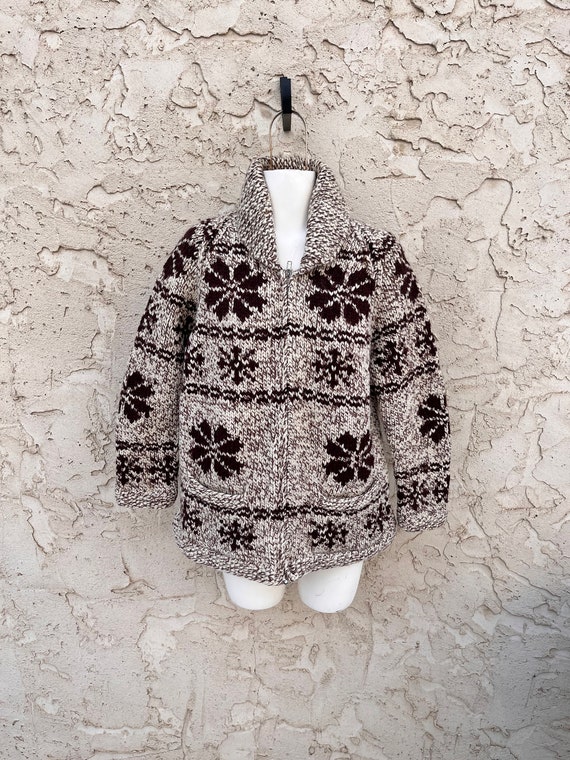 Vintage Mary Maxim Cowichan Sweater With Snowflakes