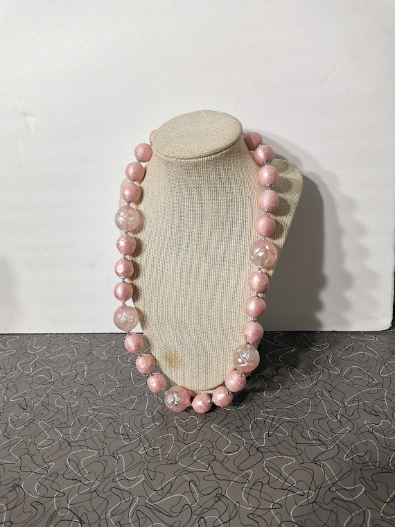 Vintage Pink Lucite Necklace Bracelet Set Chunky Marbled 1950s Vintage Pink Lucite Necklace Bracelet Set Chunky Marbled  main image 4