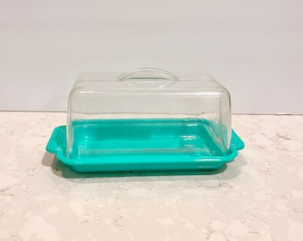 Vintage Aqua Turquoise 1950's Butter Dish Vintage Aqua Kitchen Butter Dish
