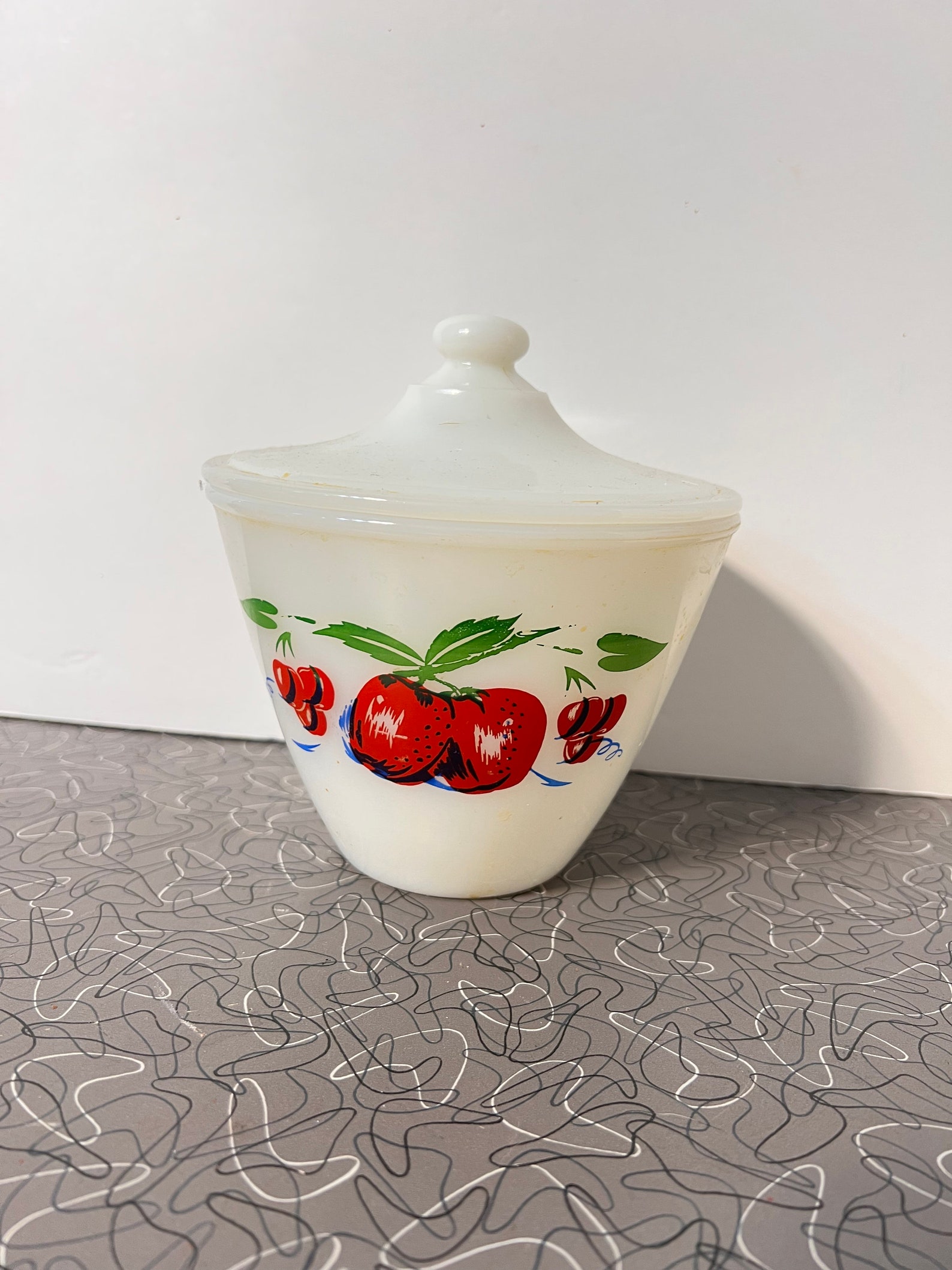 Vintage Fire King Apple Grease Jar Etsy