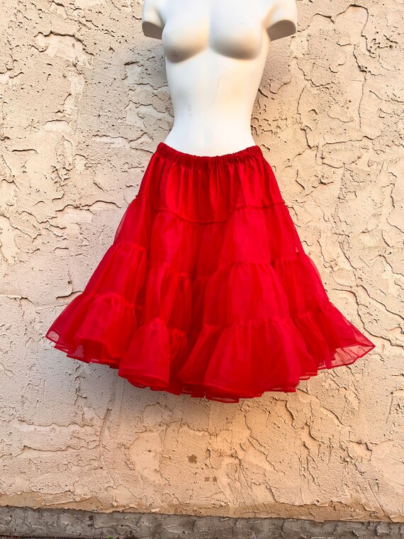 Vintage Blood Red Petticoat Crinoline Small to La… - image 1