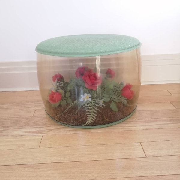 Vintage inflatable ottoman terrarium ottoman 1950s modern kitsch