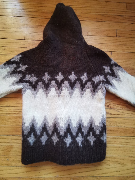 Wool Cowichan Sweater Childs Hooded Thick Wool Co… - image 2