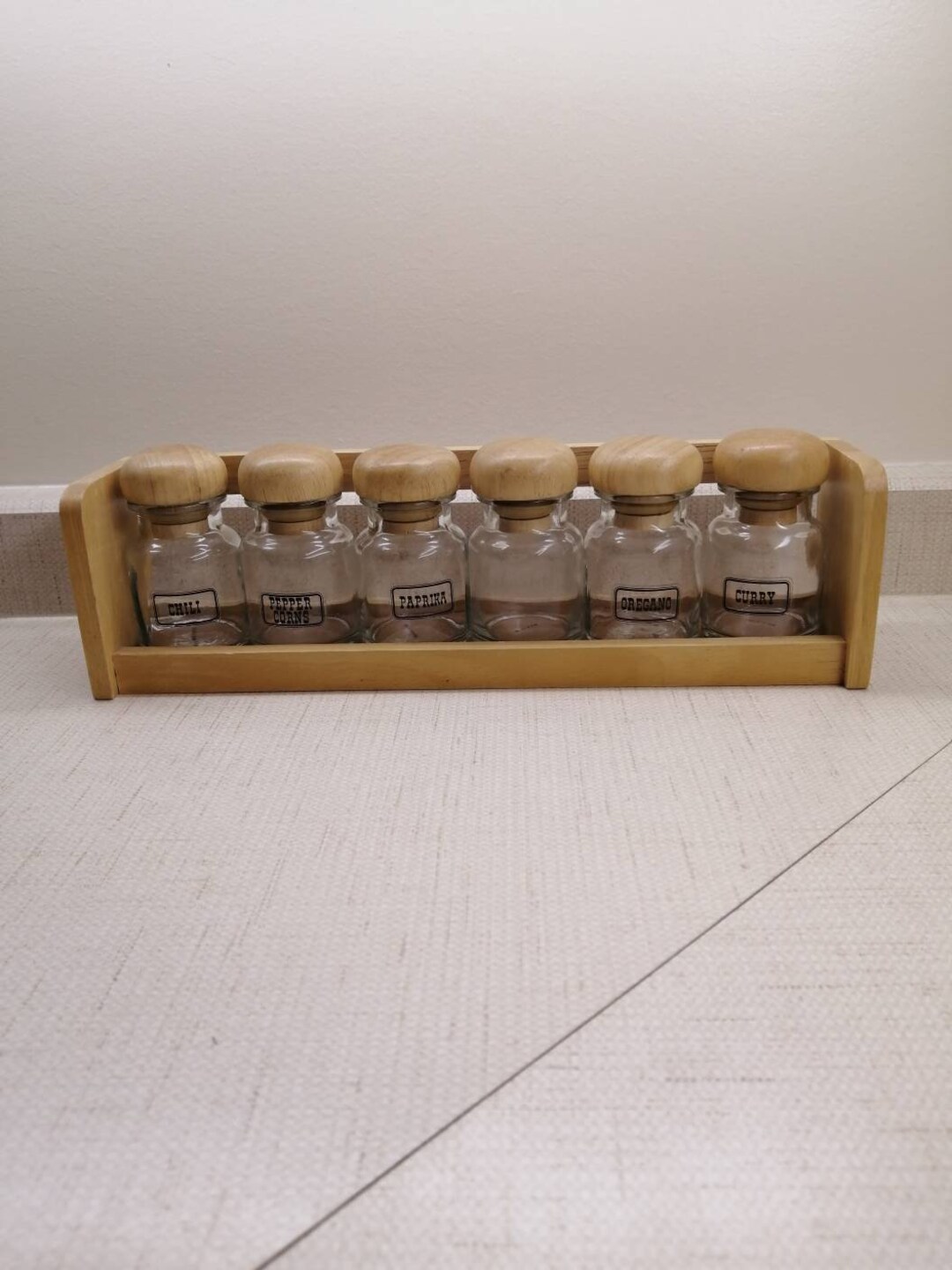 Vintage Apothecary Jar Spice Rack Vintage 60s 70s Etsy