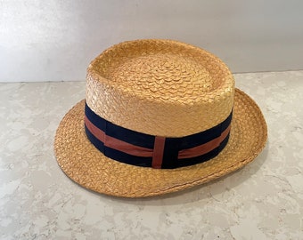 Antique 1920s True Vintage Boater Hat Men's Italy Boater Hat