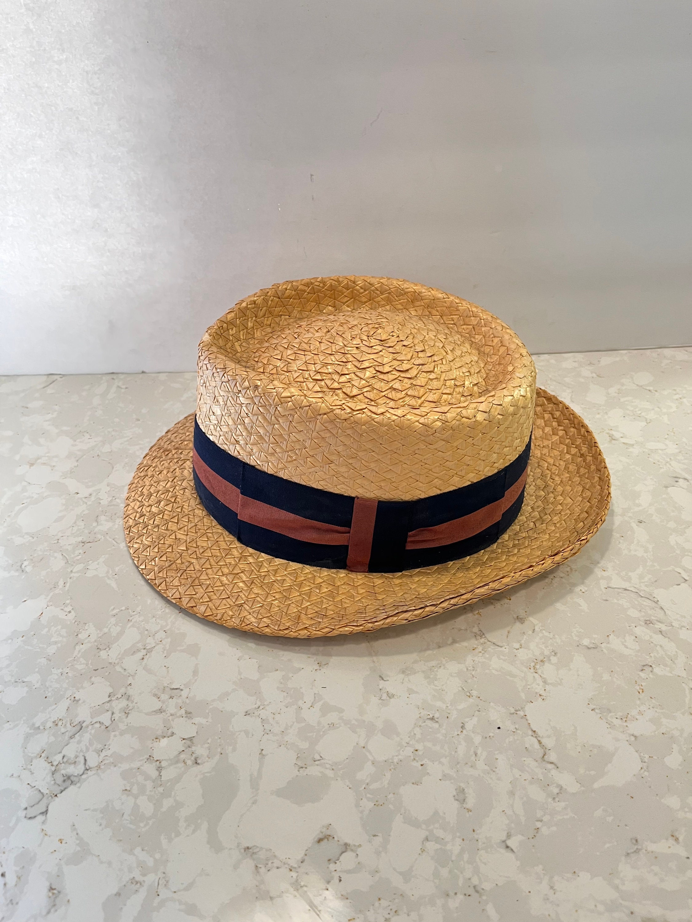 Antique 1920s True Vintage Boater Hat Men's Italy Boater Hat